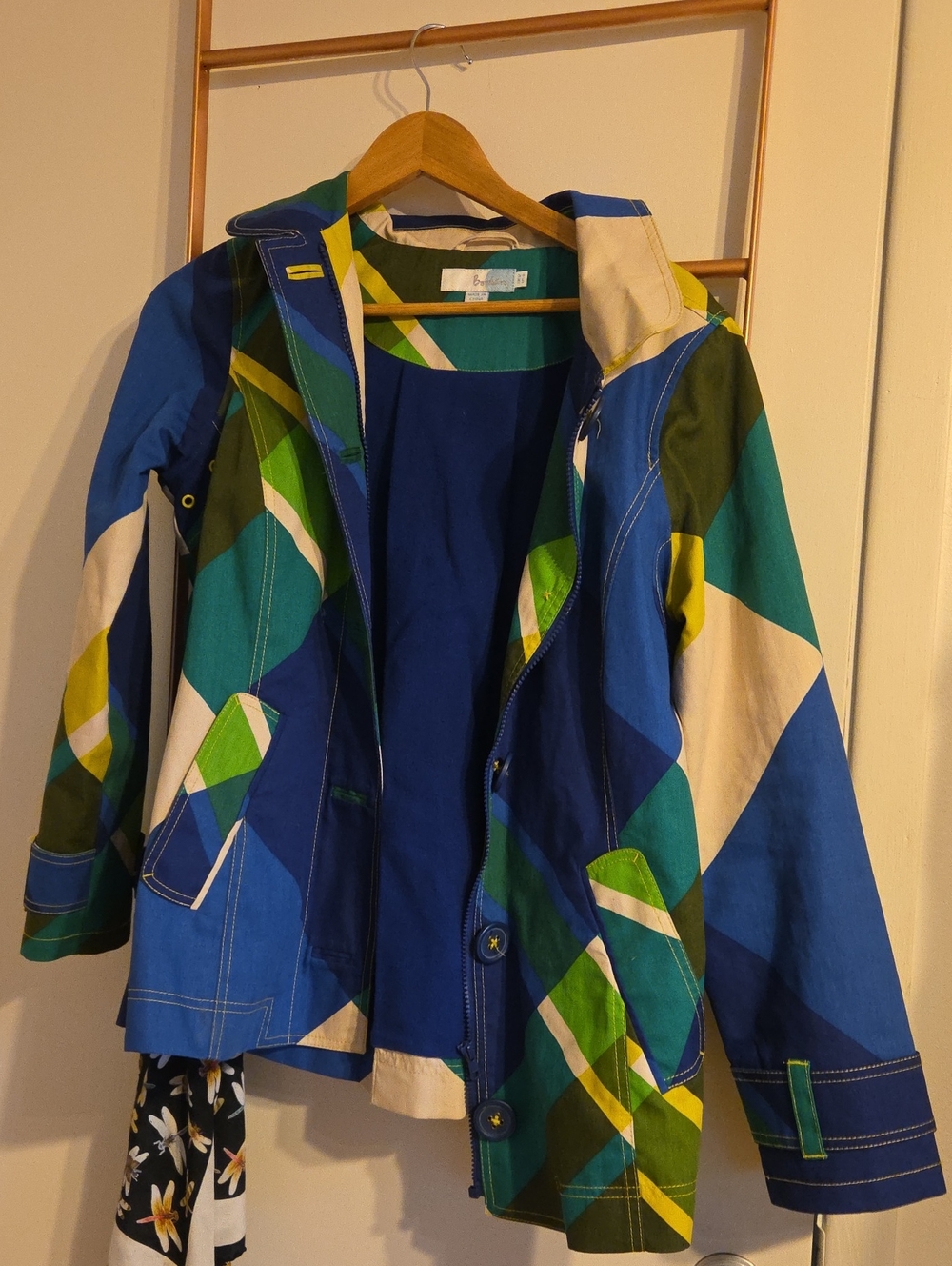 Boden Blue & Green Geometric Women's Jacket